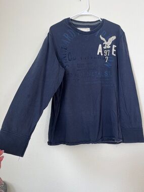 American Eagle Outfitters Long-Sleeve Graphic Tee - Navy